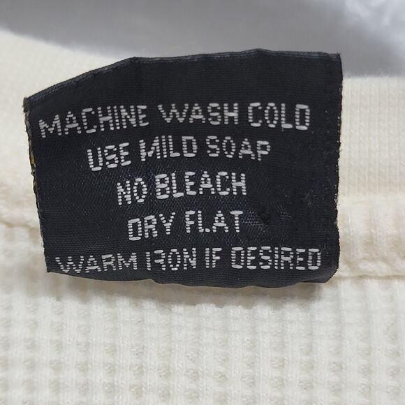 Longsleeve Thermal Tops Set of 2 VTG SunTee 2X Cotton Mustard Yellow Cream 564 - Picture 12 of 14